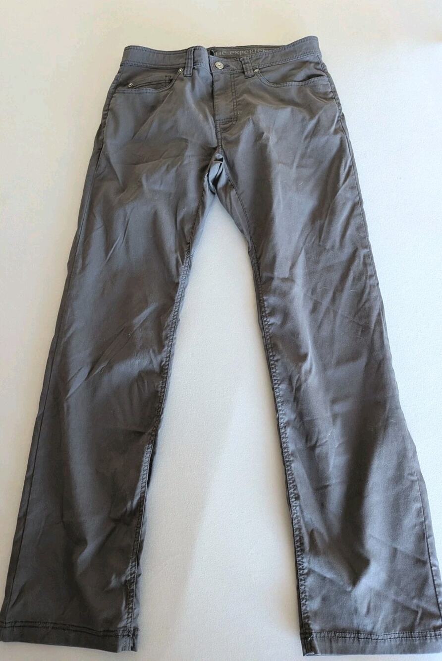 Prana Brion Pants 33X34 Slim Fit Gray Stretch Brown Hiking Camping Outdoor Trail